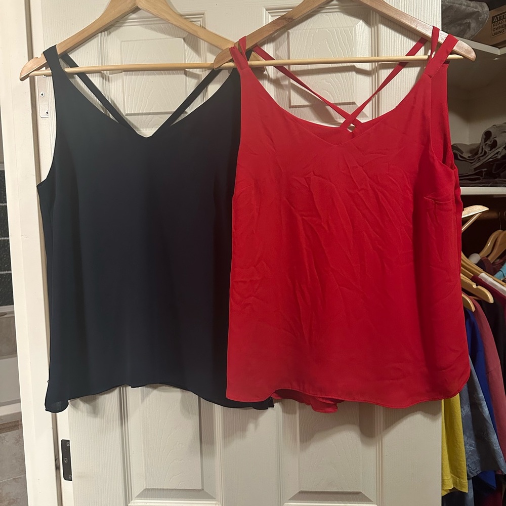 Portmans Blue and Red dressy tank Tops